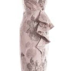 Dress the Population Strapless Floral Dress in Taupe
